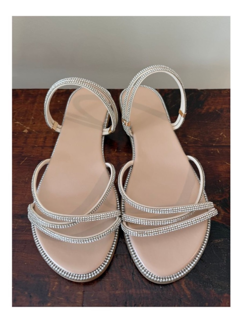 Rhinestone Strappy Flat Sandals Size 9.5